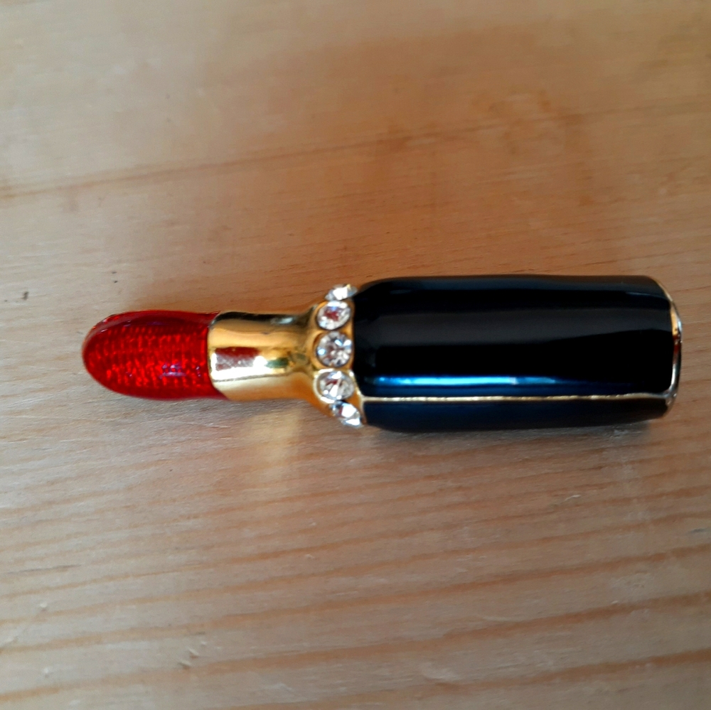 Vintage ENAMELED Lipstick Brooch